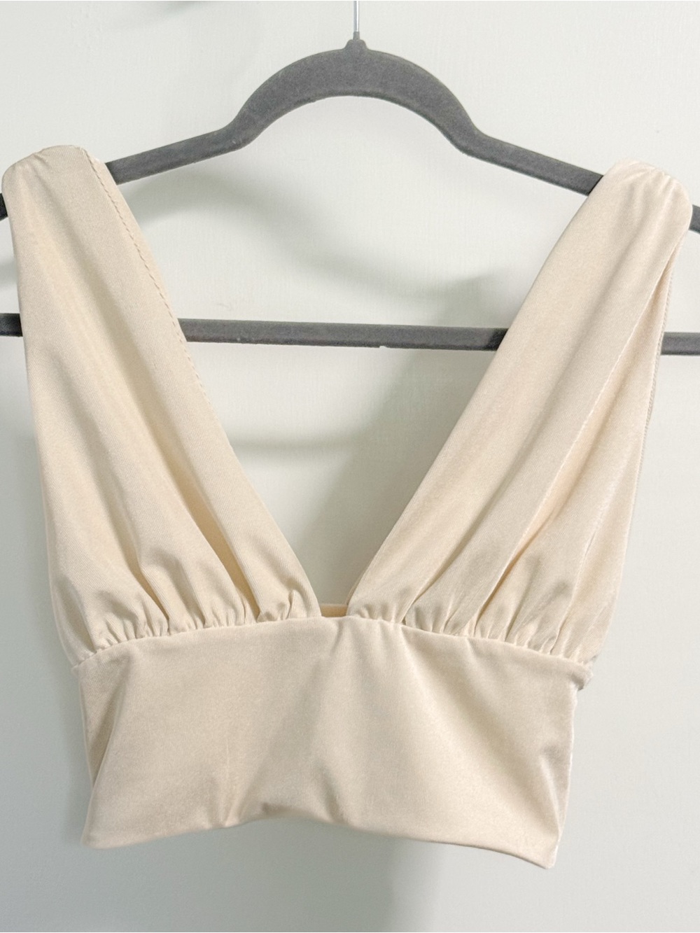 Almost Famous Champagne Ivory Bralette Top M Summer Pull On